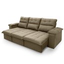 Ver imagem 2 de Sofá Retrátil Reclinável Verona 2,30m Suede Velut Bege Molas Ensacadas - King House