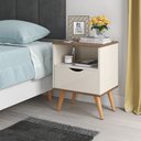 Ver imagem 1 de Mesa de Cabeceira Fox Luxo 1g Pés Retro - Off White/nature