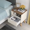 Ver imagem 2 de Mesa de Cabeceira Fox Luxo 1g Pés Retro - Off White/nature
