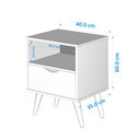 Ver imagem 3 de Mesa de Cabeceira Fox Luxo 1g Pés Retro - Off White/nature
