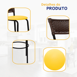 Banqueta para Cozinha Banco Alto Junco Argila Balcão Ilha Bancada Bares Piscina Área Gourmet - 5