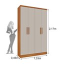 Ver imagem 3 de Guarda Roupa Infantil 4 Portas 2 Gavetas 133cm Harmonia Yescasa Bege/Cinamomo/Off White