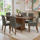 Ver imagem 1 de Conjunto Sala de Jantar Tampo de Vidro 6 Cadeiras Rustic/Silver Alba Madesa