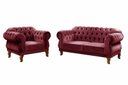 Ver imagem 1 de Kit Namoradeira Duquesa Chesterfield 2 Lugares + 1 Poltrona - Suede Bordô