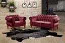 Ver imagem 2 de Kit Namoradeira Duquesa Chesterfield 2 Lugares + 1 Poltrona - Suede Bordô