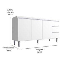 Balcão Gabinete Multiuso P/cozinha Andreia S/tampo 150 Ajl - 2