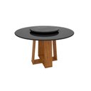 Ver imagem 1 de Mesa de Jantar Redonda Isabela 1,35m com Tampo Giratório Ypê/Nero/Preto - New Ceval