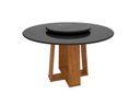 Ver imagem 1 de Mesa de Jantar Redonda Isabela 1,35m com Tampo Giratório Ypê/Nero/Preto - New Ceval