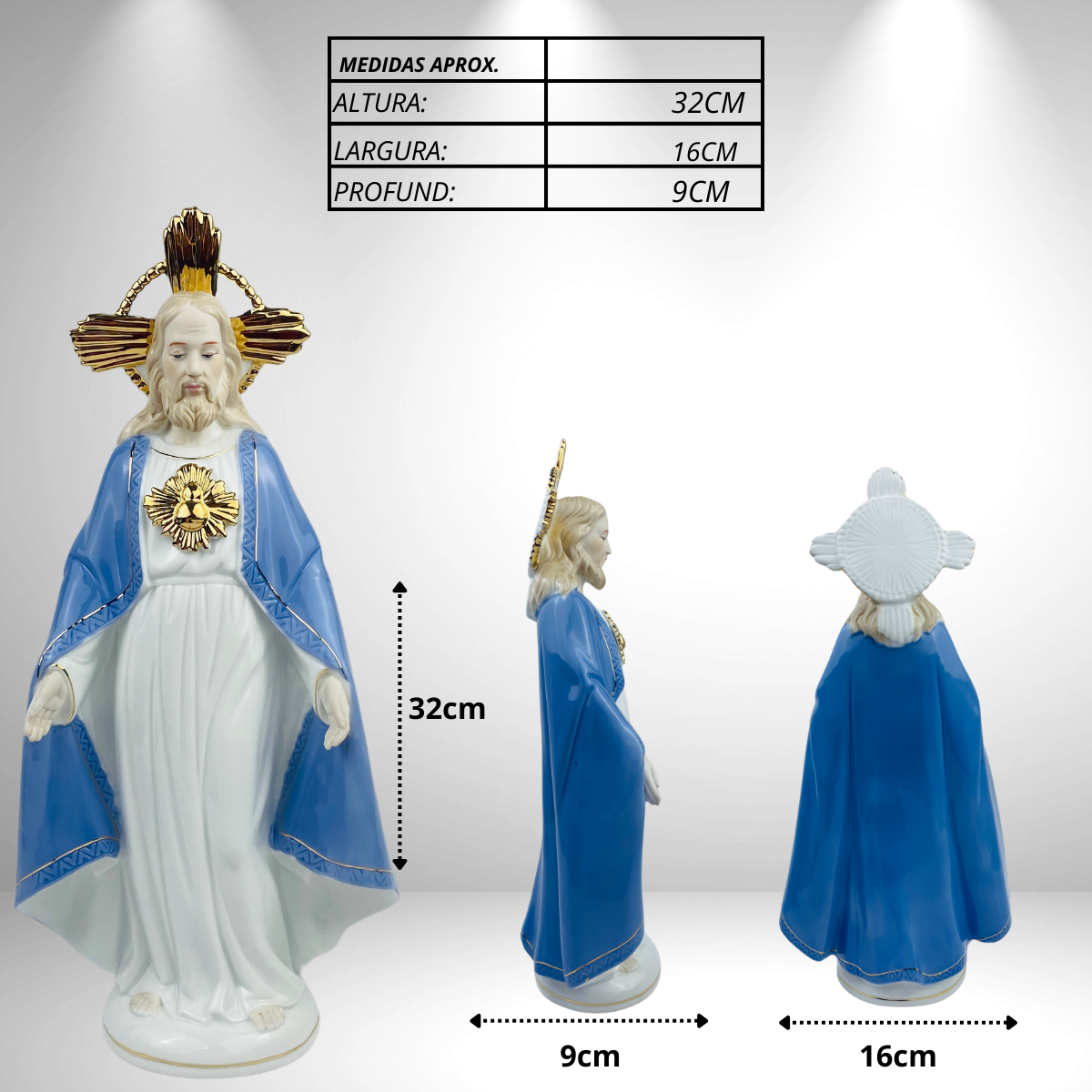 Sagrado Coração de Jesus em Porcelana 32 Cm - 7