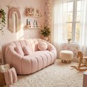 Ver imagem 1 de Sofá Curvo Orgânico Confortável Concha Bouclê Rosê - Vimont Moveis