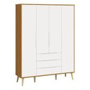 Ver imagem 1 de Guarda Roupa Infantil Retrô Elfe Branco Acetinado Savana Natural - Reller
