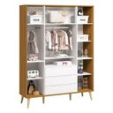 Ver imagem 2 de Guarda Roupa Infantil Retrô Elfe Branco Acetinado Savana Natural - Reller
