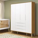 Ver imagem 3 de Guarda Roupa Infantil Retrô Elfe Branco Acetinado Savana Natural - Reller