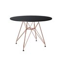 Ver imagem 5 de Mesa De Jantar Redonda Preta 110Cm Com 4 Poltronas Pretas Ferro Cobre Cor: Preto