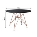 Ver imagem 3 de Mesa De Jantar Redonda Preta 110Cm Com 4 Poltronas Pretas Ferro Cobre Cor: Preto