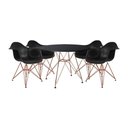 Ver imagem 1 de Mesa De Jantar Redonda Preta 110Cm Com 4 Poltronas Pretas Ferro Cobre Cor: Preto