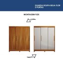 Ver imagem 6 de Guarda Roupa Casal Beija Flor 3 Portas de Correr 4 Gavetas MDF Naturalle Off White Flex Valdemóveis