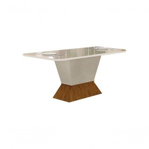 Mesa de Jantar 6 Lugares 1,80m Mdf/vidro Freijó/off White