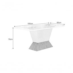 Mesa de Jantar 6 Lugares 1,80m Mdf/vidro Freijó/off White - 3