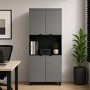 Ver imagem 1 de Armário Alto Estante para Escritório com 4 Portas e Prateleiras 80 x 45 x 160 cm F5 Office
