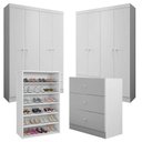 Ver imagem 1 de Cômoda e 02 Guarda Roupa Louise e Sapateira Laís Branco Brilho - Ajl