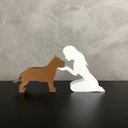 Ver imagem 1 de Dueto Menina e seu Pitbull Pequeno Vegras Preso Branco