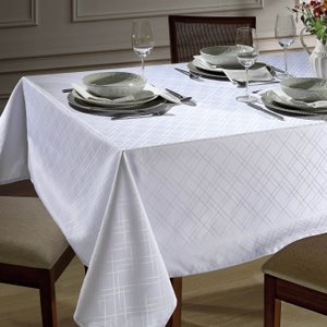 Toalha de Mesa Quadrada 4 Lugares 1,40x1,40m Jacquard Requinte Dohler Branco