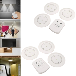 Kit 3 Luminaria Controle Remoto Led Spot Lampada Sem Fio Fácil Instalação Teto Parede Armários - 4