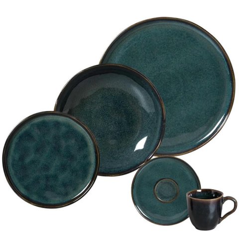 Jogo de Jantar 30 Peças Cerâmica Stoneware Bio Oceano Porto Brasil