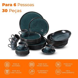 Jogo de Jantar 30 Peças Cerâmica Stoneware Bio Oceano Porto Brasil - 2