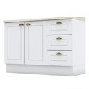 Ver imagem 1 de Balcão Pia 2 Portas e 3 Gavetas 120cm Americana Branco com Tampo Calcare - Móveis Henn