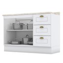 Ver imagem 2 de Balcão Pia 2 Portas e 3 Gavetas 120cm Americana Branco com Tampo Calcare - Móveis Henn