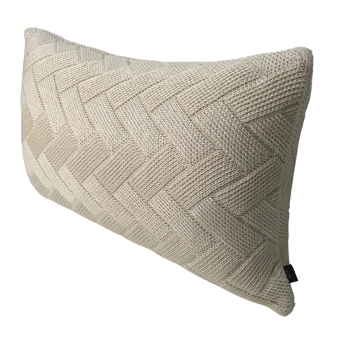 Almofada de Tricot Geométrica Offwhite Retangular:Completa