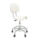 Ver imagem 1 de Cadeira Mocho Sela C/ Encosto 62cm Estética Dentista Cromado Branco