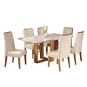 Ver imagem 2 de Mesa de Jantar Retangular Castelli com 6 Cadeiras Iza Mel/bege/vd Off White - Casa Giulia