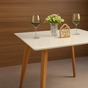 Ver imagem 5 de Mesa de Jantar Tampo em MDF com Vidro Quadrada 90x90cm Slim Bege