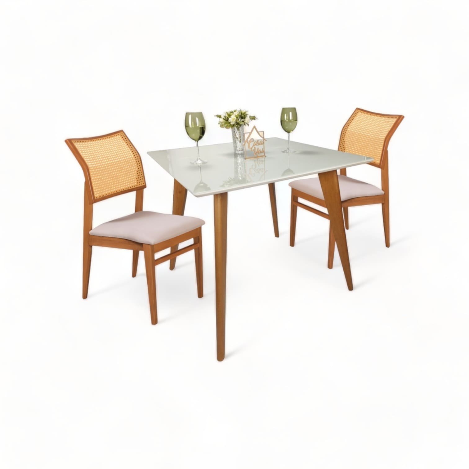 Mesa de Jantar Tampo com Vidro Quadrada 90x90cm Slim  - 6