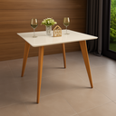 Ver imagem 1 de Mesa de Jantar Tampo em MDF com Vidro Quadrada 90x90cm Slim Bege
