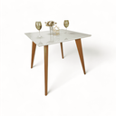 Ver imagem 3 de Mesa de Jantar Tampo em MDF com Vidro Quadrada 90x90cm Slim Bege