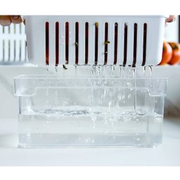 Organizador De Geladeira Com Cesto Escorredor 2,2L Organizador Clear Fresh Para Legumes OU - 4