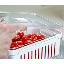 Organizador De Geladeira Com Cesto Escorredor 2,2L Organizador Clear Fresh Para Legumes OU - 2
