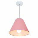 Ver imagem 1 de Lustre Pendente Cone Vivare Md-4028 Cúpula em Tecido 25/30x12cm - Bivolt Rosa-bebê 127/220v