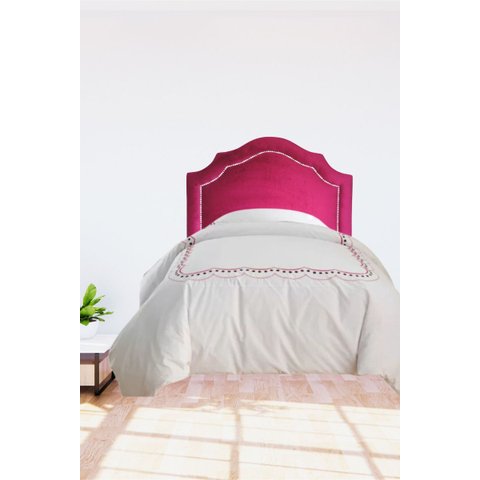 Cabeceira Solteiro Veludo Vinho Deluxe com Tacha Prata Para Cama Box