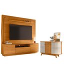 Ver imagem 1 de Estante Home Theater Nilo sem Pés Cinamomo com Aparador para Sala Buffet Monza Cinamomo Off White -