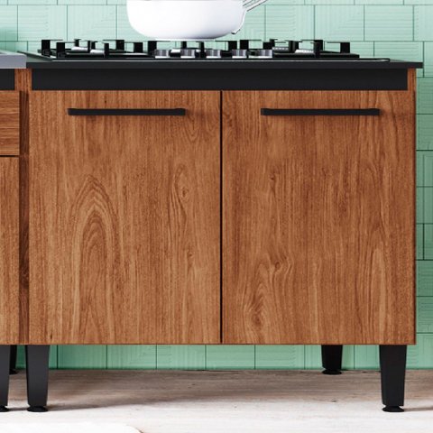Balcão de Cozinha Giovanna 2 Portas Freijó/preto - Irm Móveis