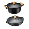 Jogo: Parmegiana &amp; Caçarola de Ferro Fundido 2,2 Litros - Panela Mineira Tradição - 1
