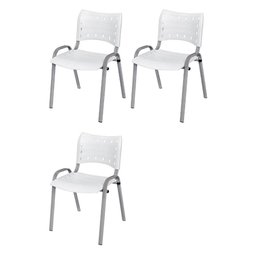 Cadeira Iso Base Cinza Escola, Escritório - Kit 3 Un - 2