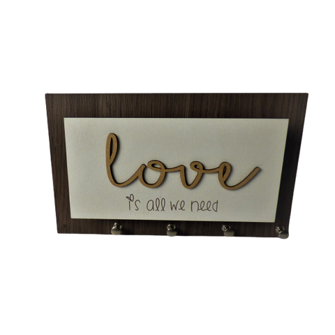 Porta Chaves Cartas Love Madeirado
