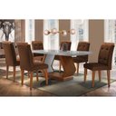 Ver imagem 1 de Conjunto: Mesa Sala Jantar Alvorada Tampo Madeirado C/ Vidro Canto Reto 180x90cm e 6 Cadeiras