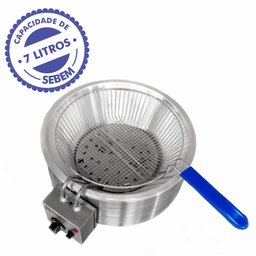 Fritador Tacho Elétrico Industrial Grande Pasteleiro Pastel Batatinha Peneira/cesto 7 Litros Sebem - 3